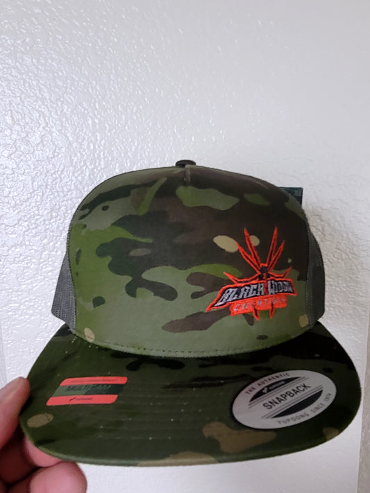 Green Camo Snapback with embroidered logo