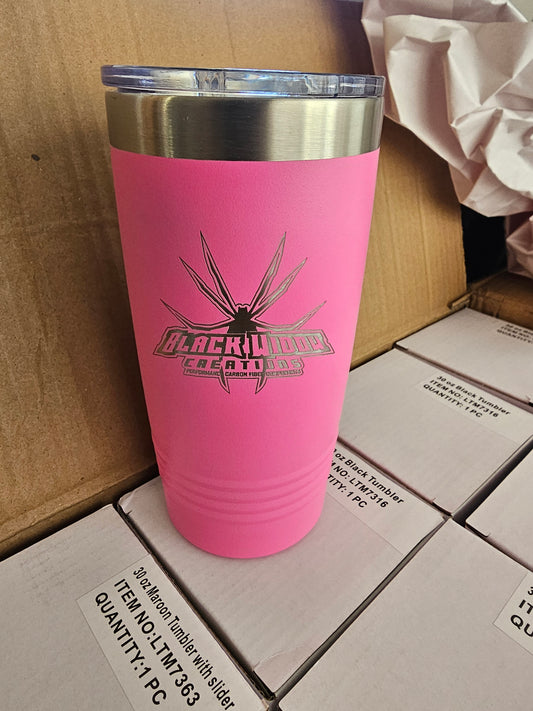 Pink Insulated 20oz Black Widow Creations Tumbler